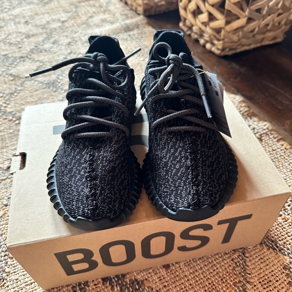 Yeezy Boost 350 Pirate Black NWT, men’s size 5, women’s size 6.5